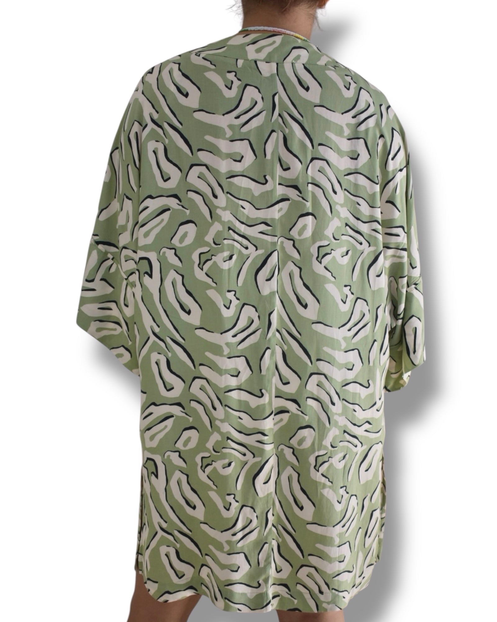 Vintage Abstract Green Kimono – Made in Brazil