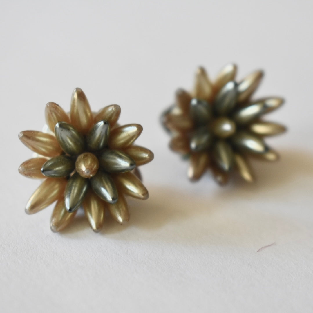 Vintage Flower Clip Earrings