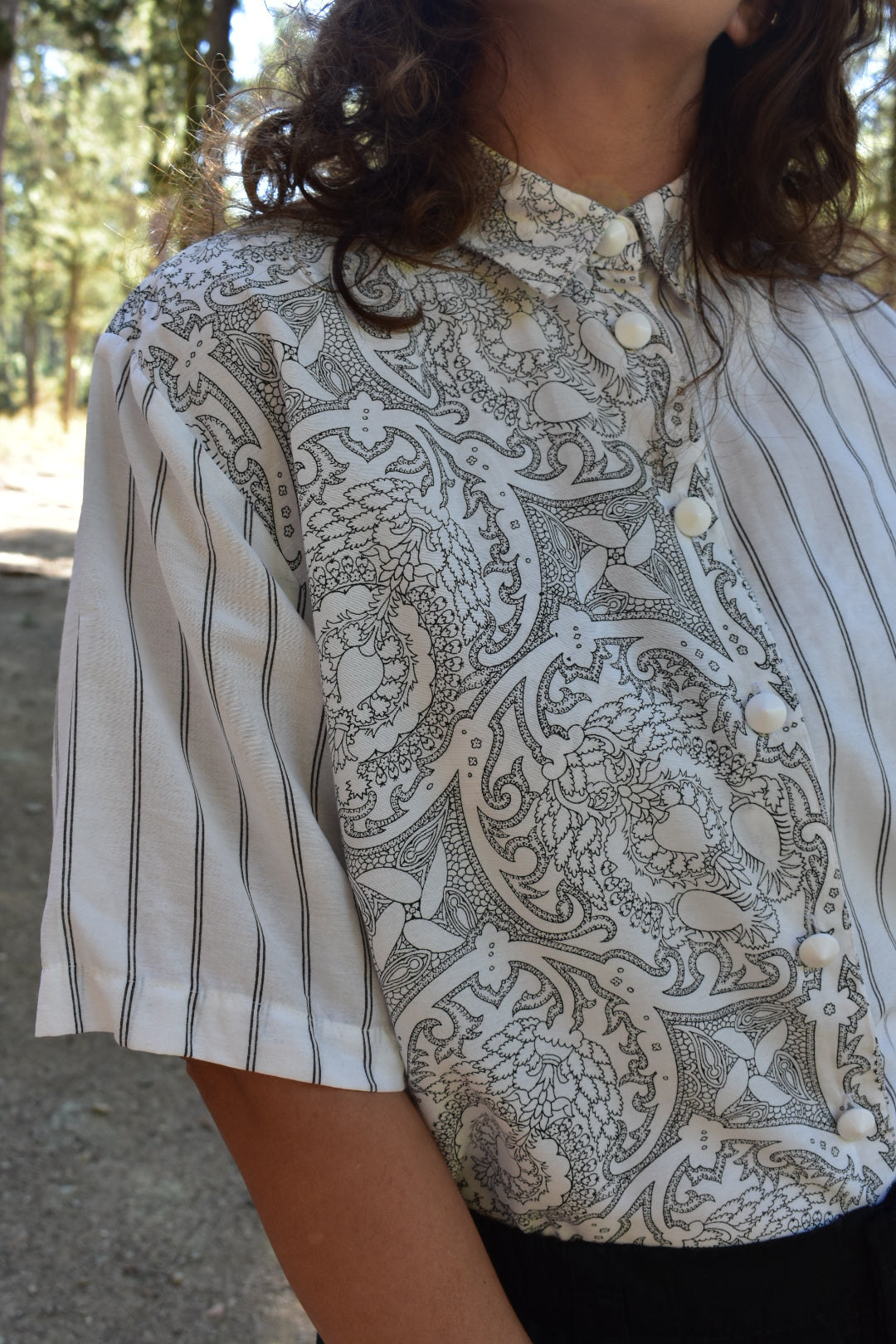 Vintage Button-Up Shirt (Vertical stripes and classic patterns)