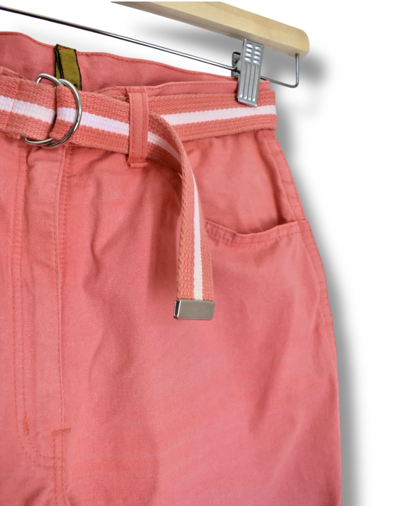 Vintage Coral High-Waisted Cotton Pants – Size 38 (EU)