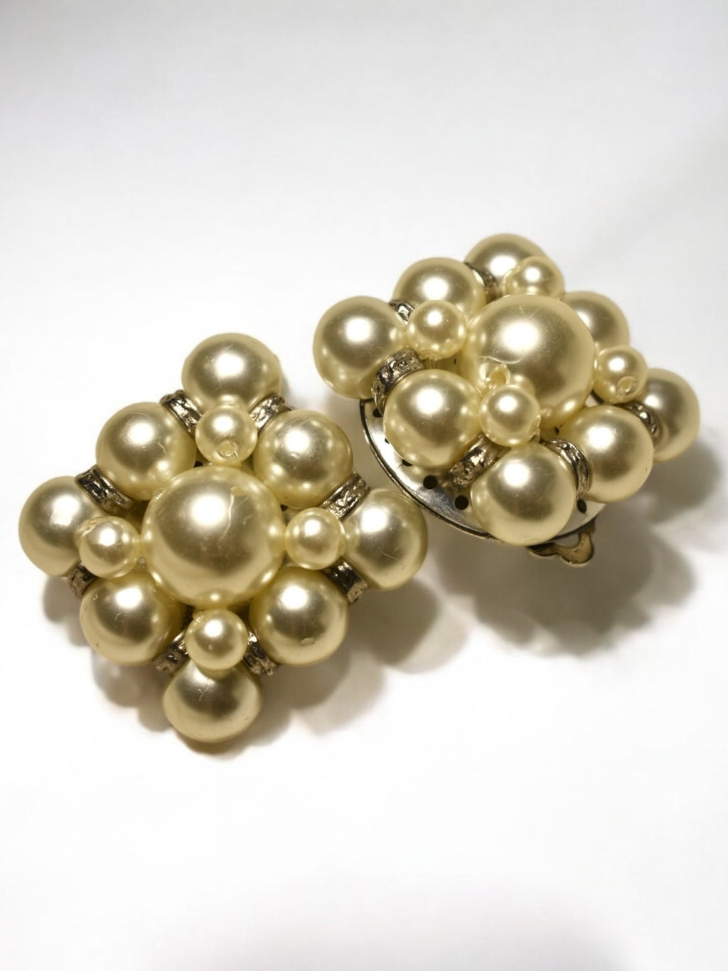 Vintage Pearls Clip Earrings