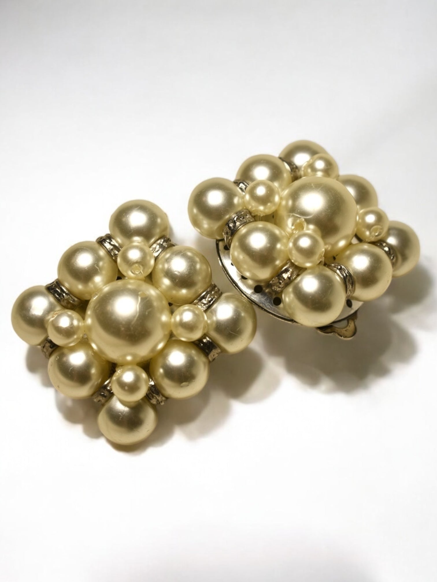 Vintage Pearls Clip Earrings
