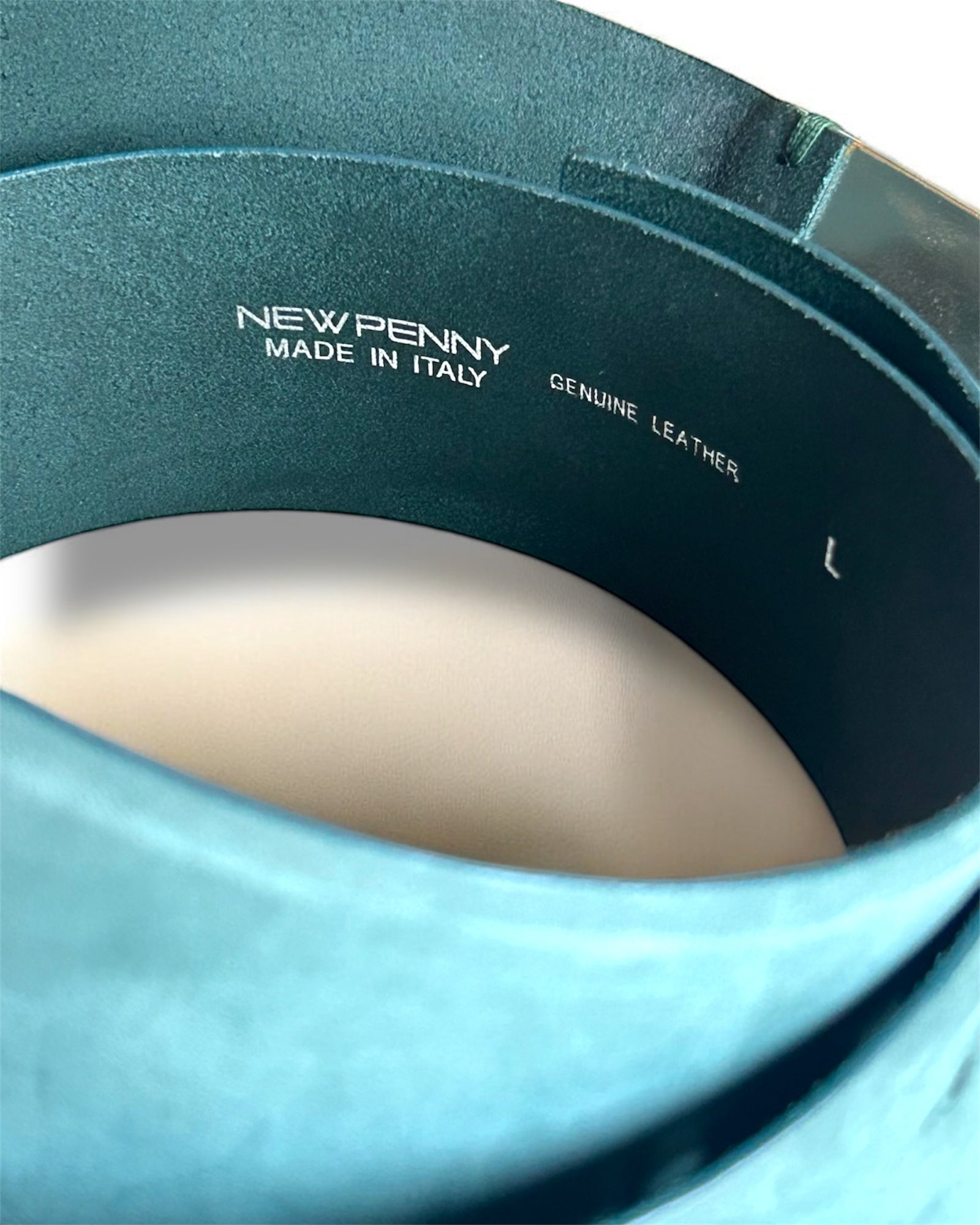 Y2K Teal Leather Wide Belt