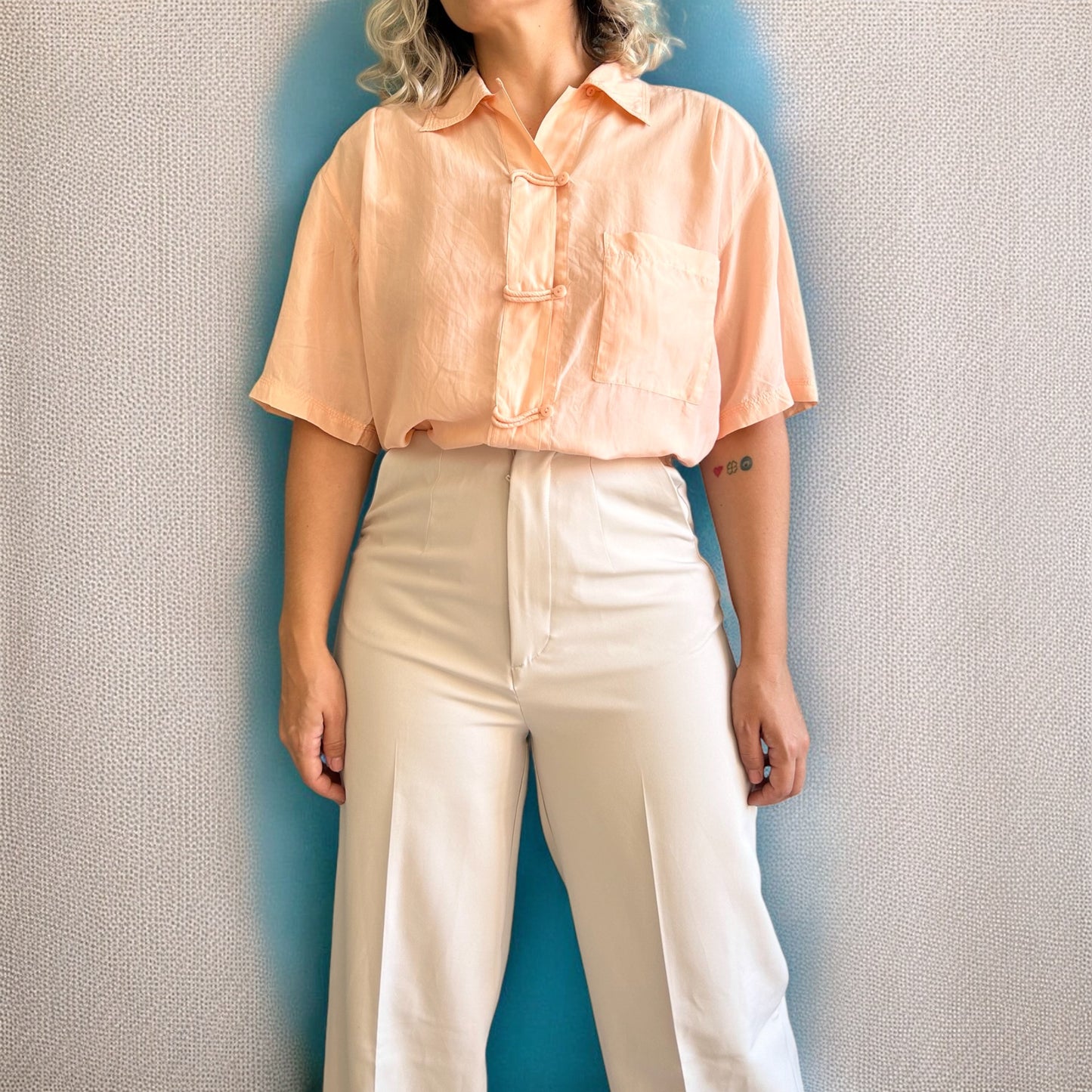 Vintage Silk Peach Shirt