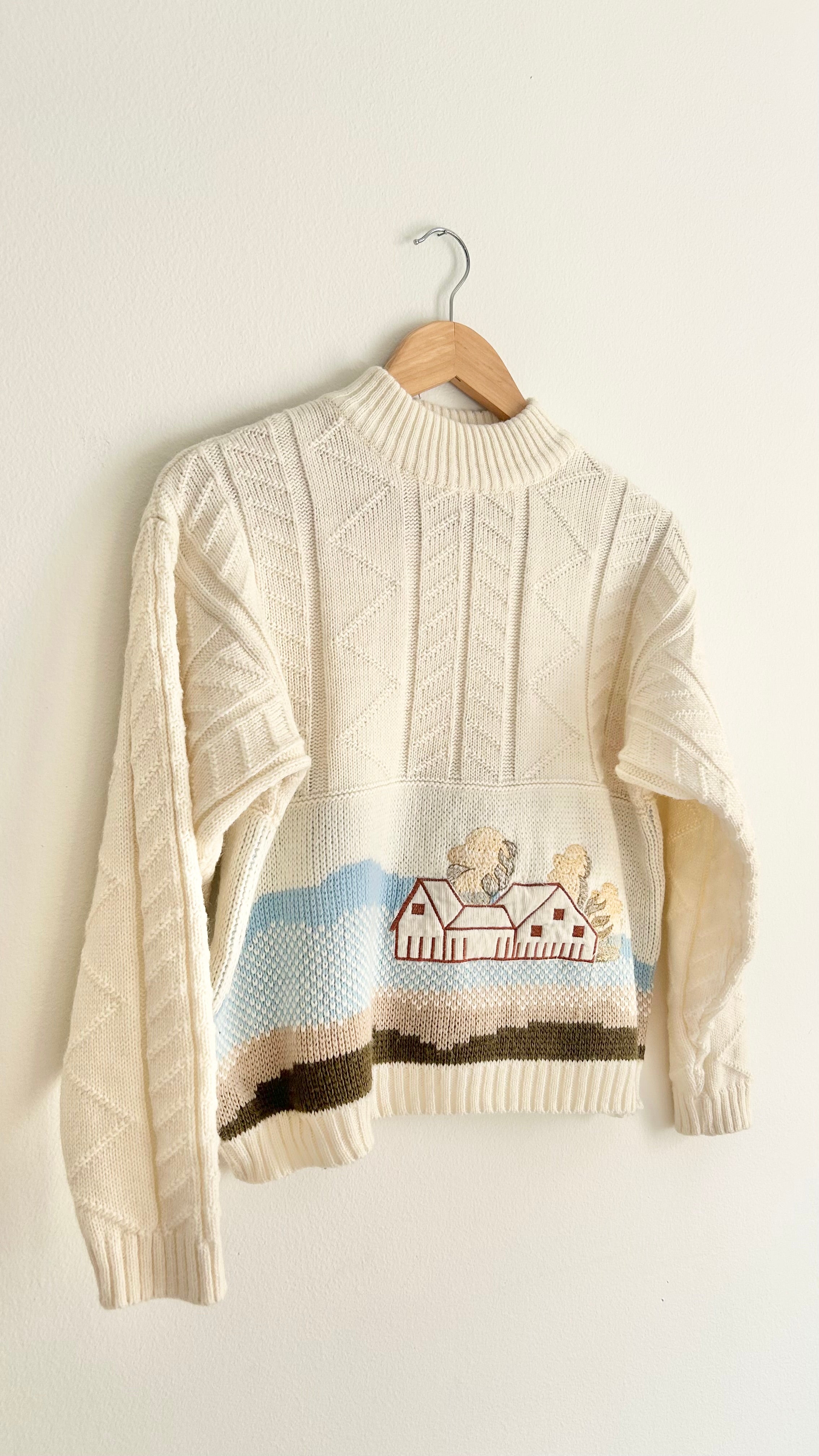 Vintage Embroidered Wool Blend Sweater