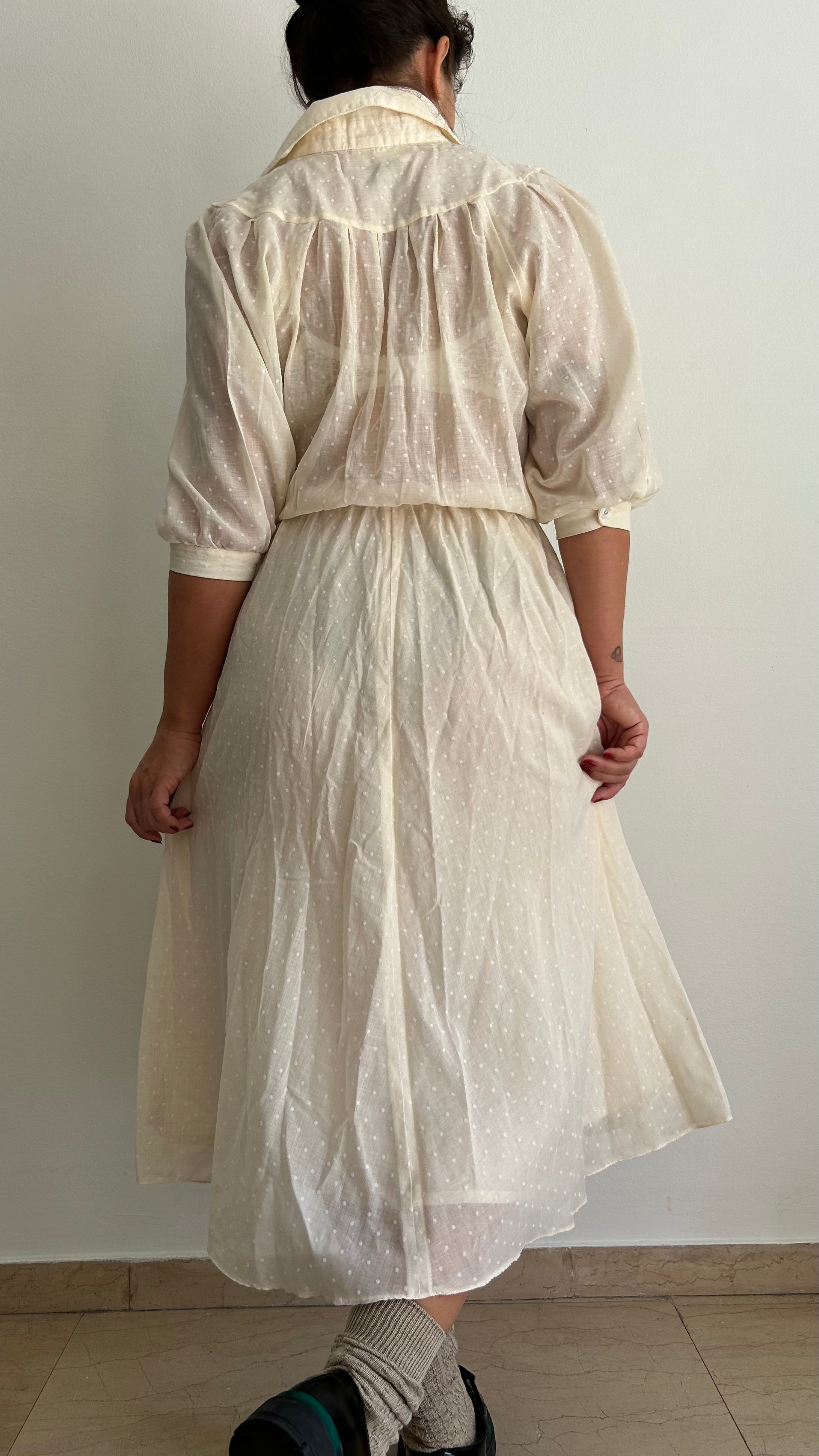 Vintage 1970s Long Dress – Sheer Top & Lined Skirt